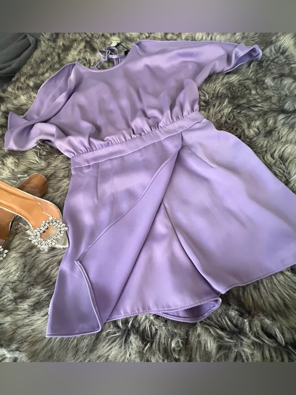 River Island Lavender Mini Dress with Ruffle Skirt